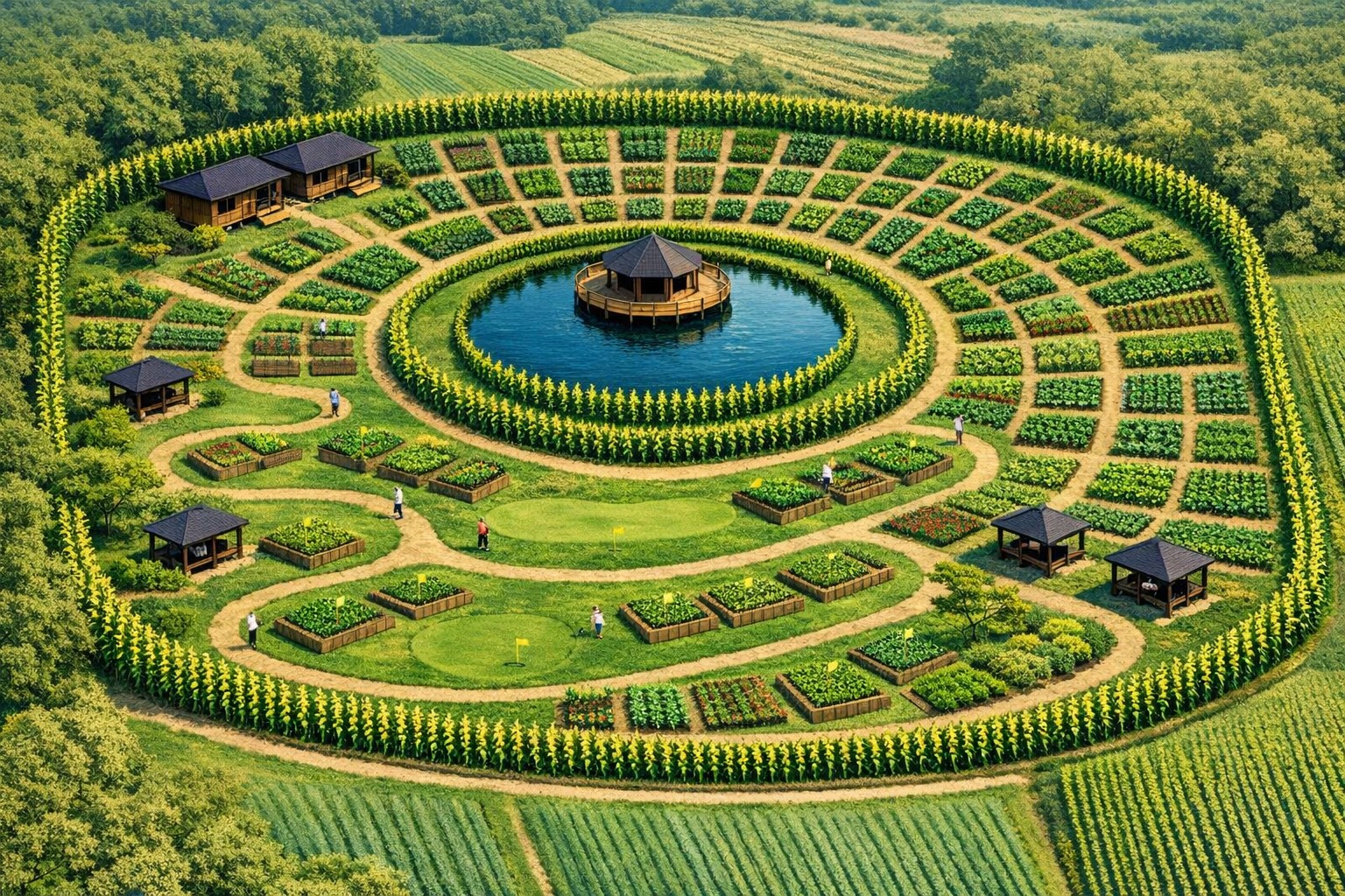 주말농장 3000 조감도 - 중앙 호수, 16개 단지, 파크골프 코스